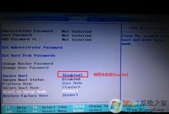 Secure Boot回車設置成Disabled Secure Boot回車設置成Disabled