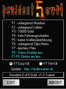 生化危機5黃金版八項修改器 V1.0