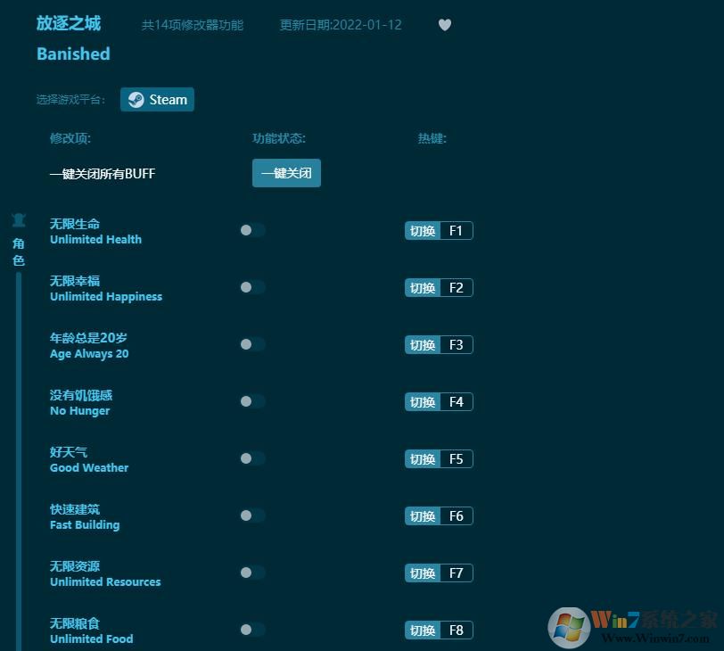 放逐之城十四項修改器 v1.9.52