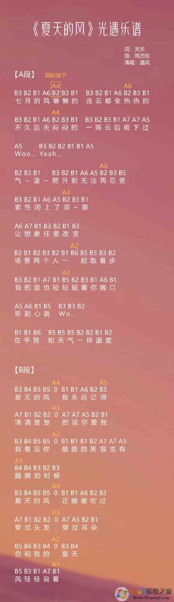 光遇簡譜《夏天的風》怎么彈？光遇簡譜大全